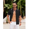 image:imageCOOFANDY Mens Knit Button Down Shirt Vintage Short Sleeve Polo Shirts Casual Beach TopsBlack
