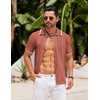 image:imageCOOFANDY Mens Knit Button Down Shirt Vintage Short Sleeve Polo Shirts Casual Beach TopsCaramel