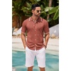 image:imageCOOFANDY Mens Knit Button Down Shirt Vintage Short Sleeve Polo Shirts Casual Beach TopsCaramel