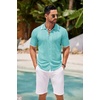 image:imageCOOFANDY Mens Knit Button Down Shirt Vintage Short Sleeve Polo Shirts Casual Beach TopsCeramic Green