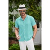 image:imageCOOFANDY Mens Knit Button Down Shirt Vintage Short Sleeve Polo Shirts Casual Beach TopsCeramic Green
