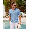 image:imageCOOFANDY Mens Knit Button Down Shirt Vintage Short Sleeve Polo Shirts Casual Beach TopsClear Blue