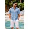 image:imageCOOFANDY Mens Knit Button Down Shirt Vintage Short Sleeve Polo Shirts Casual Beach TopsClear Blue
