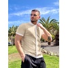 image:imageCOOFANDY Mens Knit Button Down Shirt Vintage Short Sleeve Polo Shirts Casual Beach TopsCream  White