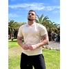 image:imageCOOFANDY Mens Knit Button Down Shirt Vintage Short Sleeve Polo Shirts Casual Beach TopsCream