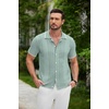 image:imageCOOFANDY Mens Knit Button Down Shirt Vintage Short Sleeve Polo Shirts Casual Beach TopsIce Green