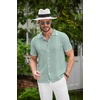image:imageCOOFANDY Mens Knit Button Down Shirt Vintage Short Sleeve Polo Shirts Casual Beach TopsIce Green