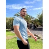 image:imageCOOFANDY Mens Knit Button Down Shirt Vintage Short Sleeve Polo Shirts Casual Beach TopsLight Blue Argyle