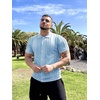 image:imageCOOFANDY Mens Knit Button Down Shirt Vintage Short Sleeve Polo Shirts Casual Beach TopsLight Blue Argyle