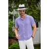 image:imageCOOFANDY Mens Knit Button Down Shirt Vintage Short Sleeve Polo Shirts Casual Beach TopsLight Purple