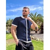 image:imageCOOFANDY Mens Knit Button Down Shirt Vintage Short Sleeve Polo Shirts Casual Beach TopsNavy  White
