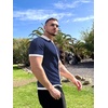 image:imageCOOFANDY Mens Knit Button Down Shirt Vintage Short Sleeve Polo Shirts Casual Beach TopsNavy  White