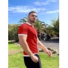 image:imageCOOFANDY Mens Knit Button Down Shirt Vintage Short Sleeve Polo Shirts Casual Beach TopsRed  White