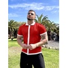 image:imageCOOFANDY Mens Knit Button Down Shirt Vintage Short Sleeve Polo Shirts Casual Beach TopsRed  White