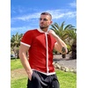 image:imageCOOFANDY Mens Knit Button Down Shirt Vintage Short Sleeve Polo Shirts Casual Beach TopsRed  White