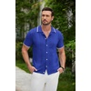 image:imageCOOFANDY Mens Knit Button Down Shirt Vintage Short Sleeve Polo Shirts Casual Beach TopsRoyal Blue