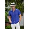 image:imageCOOFANDY Mens Knit Button Down Shirt Vintage Short Sleeve Polo Shirts Casual Beach TopsRoyal Blue