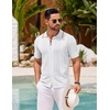 image:imageCOOFANDY Mens Knit Button Down Shirt Vintage Short Sleeve Polo Shirts Casual Beach TopsWhite