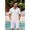 image:imageCOOFANDY Mens Knit Button Down Shirt Vintage Short Sleeve Polo Shirts Casual Beach TopsWhite