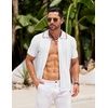 image:imageCOOFANDY Mens Knit Button Down Shirt Vintage Short Sleeve Polo Shirts Casual Beach TopsWhite