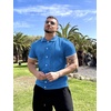 image:imageCOOFANDY Mens Knit Button Down Shirt Vintage Short Sleeve Polo Shirts Casual Beach Topsdemin Blue