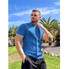 image:imageCOOFANDY Mens Knit Button Down Shirt Vintage Short Sleeve Polo Shirts Casual Beach Topsdemin Blue