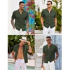image:imageCOOFANDY Mens Knit Button Down Shirts Casual Textured Polo Shirt Short Sleeve Vintage Summer Beach TopsArmy Green