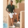 image:imageCOOFANDY Mens Knit Button Down Shirts Casual Textured Polo Shirt Short Sleeve Vintage Summer Beach TopsArmy Green