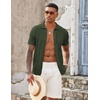image:imageCOOFANDY Mens Knit Button Down Shirts Casual Textured Polo Shirt Short Sleeve Vintage Summer Beach TopsArmy Green