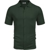 image:imageCOOFANDY Mens Knit Button Down Shirts Casual Textured Polo Shirt Short Sleeve Vintage Summer Beach TopsArmy Green