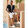 image:imageCOOFANDY Mens Knit Button Down Shirts Casual Textured Polo Shirt Short Sleeve Vintage Summer Beach TopsBlack  White