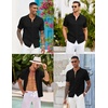 image:imageCOOFANDY Mens Knit Button Down Shirts Casual Textured Polo Shirt Short Sleeve Vintage Summer Beach TopsBlack