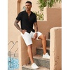 image:imageCOOFANDY Mens Knit Button Down Shirts Casual Textured Polo Shirt Short Sleeve Vintage Summer Beach TopsBlack