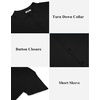 image:imageCOOFANDY Mens Knit Button Down Shirts Casual Textured Polo Shirt Short Sleeve Vintage Summer Beach TopsBlack