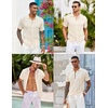 image:imageCOOFANDY Mens Knit Button Down Shirts Casual Textured Polo Shirt Short Sleeve Vintage Summer Beach TopsCream
