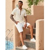 image:imageCOOFANDY Mens Knit Button Down Shirts Casual Textured Polo Shirt Short Sleeve Vintage Summer Beach TopsCream