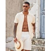 image:imageCOOFANDY Mens Knit Button Down Shirts Casual Textured Polo Shirt Short Sleeve Vintage Summer Beach TopsCream