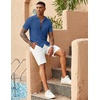 image:imageCOOFANDY Mens Knit Button Down Shirts Casual Textured Polo Shirt Short Sleeve Vintage Summer Beach TopsDeep Blue