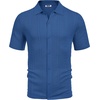 image:imageCOOFANDY Mens Knit Button Down Shirts Casual Textured Polo Shirt Short Sleeve Vintage Summer Beach TopsDeep Blue