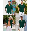 image:imageCOOFANDY Mens Knit Button Down Shirts Casual Textured Polo Shirt Short Sleeve Vintage Summer Beach TopsGreen