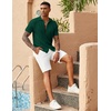 image:imageCOOFANDY Mens Knit Button Down Shirts Casual Textured Polo Shirt Short Sleeve Vintage Summer Beach TopsGreen