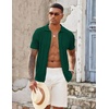 image:imageCOOFANDY Mens Knit Button Down Shirts Casual Textured Polo Shirt Short Sleeve Vintage Summer Beach TopsGreen