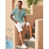 image:imageCOOFANDY Mens Knit Button Down Shirts Casual Textured Polo Shirt Short Sleeve Vintage Summer Beach TopsIce Green