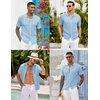 image:imageCOOFANDY Mens Knit Button Down Shirts Casual Textured Polo Shirt Short Sleeve Vintage Summer Beach TopsLight Blue