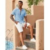 image:imageCOOFANDY Mens Knit Button Down Shirts Casual Textured Polo Shirt Short Sleeve Vintage Summer Beach TopsLight Blue
