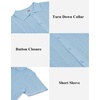 image:imageCOOFANDY Mens Knit Button Down Shirts Casual Textured Polo Shirt Short Sleeve Vintage Summer Beach TopsLight Blue