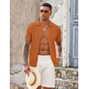image:imageCOOFANDY Mens Knit Button Down Shirts Casual Textured Polo Shirt Short Sleeve Vintage Summer Beach TopsLight Brown
