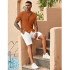 image:imageCOOFANDY Mens Knit Button Down Shirts Casual Textured Polo Shirt Short Sleeve Vintage Summer Beach TopsLight Brown