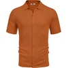 image:imageCOOFANDY Mens Knit Button Down Shirts Casual Textured Polo Shirt Short Sleeve Vintage Summer Beach TopsLight Brown