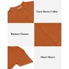 image:imageCOOFANDY Mens Knit Button Down Shirts Casual Textured Polo Shirt Short Sleeve Vintage Summer Beach TopsLight Brown